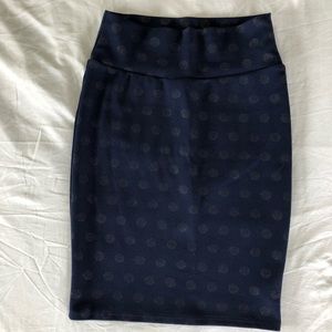 Navy stretch pencil skirt